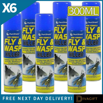 New Trendy 6 X 300Ml Fly And Wasp Killer Spray Kills Flies Wasp Flying Ant Midges Mosquitoe (3300) from B&Q