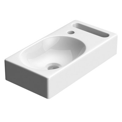 Durovin Bathrooms Compact Ceramic Wall Hung Sink Cloakroom Hand Washing BasinRight Hand Tap Hole With Towel Rail from B&Q