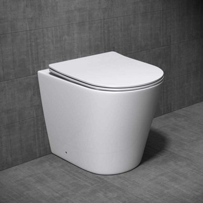 Durovin Bathrooms Back To Wall Rimless Toilet - Short Projection - Include Wc Pan & Soft Close Seat Quick Release White