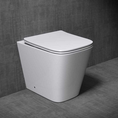 Durovin Bathrooms Back To Wall Rimless ToiletShort ProjectionInclude Wc Pan With Soft Close Seat Quick Release (Square) from B&Q