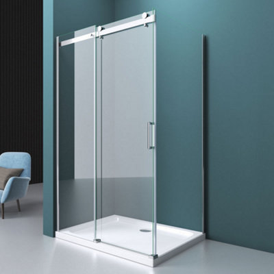 Durovin Bathrooms Durovin 1150X900mm Frameless Sliding Shower Enclosure 8mm Safety Glass from B&Q