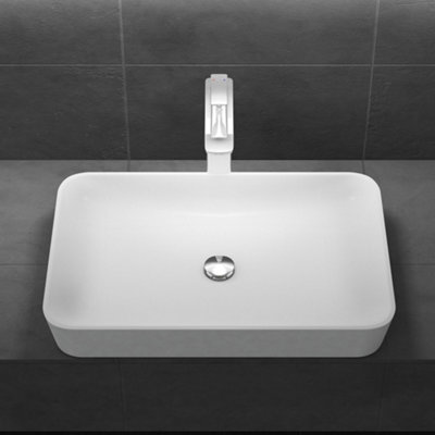 Durovin Bathrooms Luxurious Stone Resin Bathroom BasinCountertop Rectangular Bathroom  Sink -600mm X 400mm from B&Q