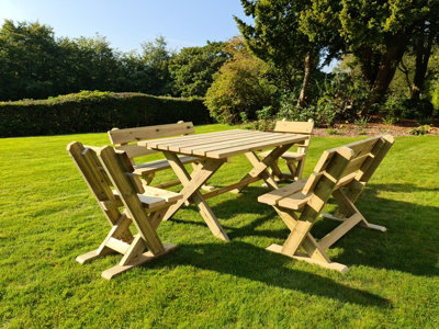 B&Q -  Ashcome Table Set Sits 6 Including 2 Bench And 4 ChairsL120 X W93 X H77 Cm