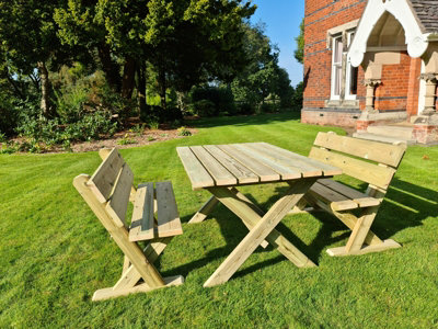 B&Q -  Ashcombe Table Set Sits 4 Including 2 BenchL120 X W93 X H77 Cm