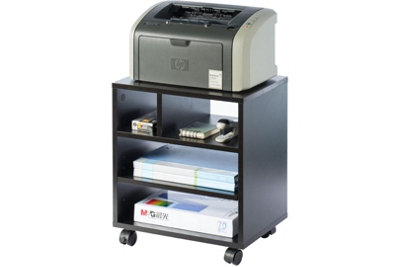 Black Portable Wooden Rolling Side End Corner Printer Table Desk Home Office - Image 3