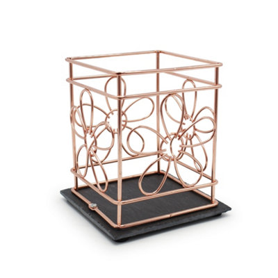 Van Gogh Utensils Champagne Wine Holder Slate Base Decorative Storage Display Basket Copper Metal Wire from B&Q