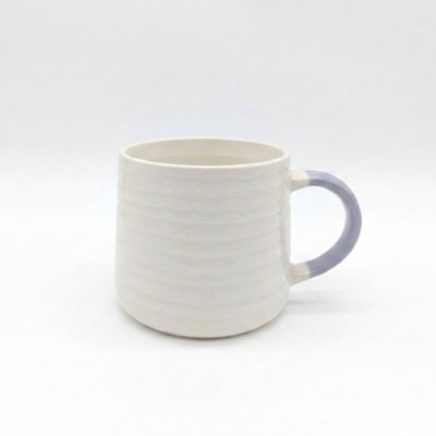Glim & Glam Ceramic Coffee Tea Mug 13Oz Ribbing Textured Grey Painted Handle X2 from B&Q