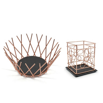 Van Gogh Fruit Bowl Basket Utensils Holder Wine Decorative Storage Display Copper Slate from B&Q