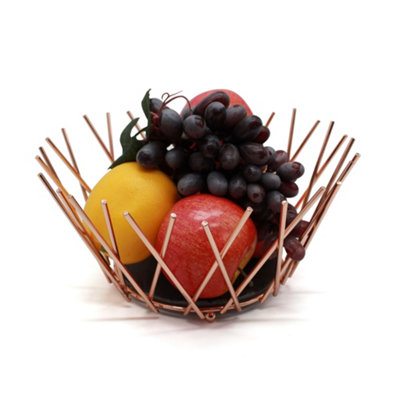 Van Gogh Fruit Bowl Decorative Storage Display Basket Copper Metal Wire Slate Base from B&Q