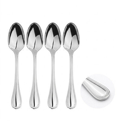 Glim & Glam Cutlery Sets Stainless Steel 18/8 Spoon 4Pc Set Catering Bead from B&Q