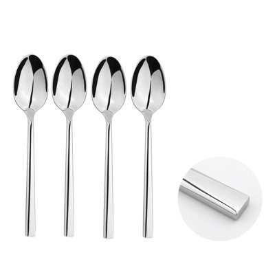 Glim & Glam Cutlery Sets Stainless Steel 18/8 Dessert Spoon 4Pc Set Catering Flat from B&Q