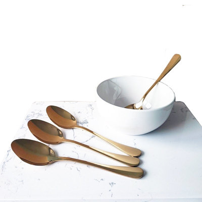 B&Q -  Spoon Set Stainless Steel Flatware Gold 6Pc Set