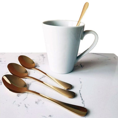 B&Q -  Tea Spoon Set Stainless Steel Flatware Gold 6Pc Set