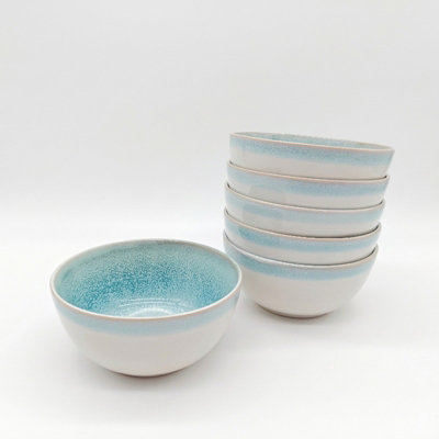 Glim & Glam Reactive Blue Glaze Dinnerware Cereal Bowl 4Pc Set 14Cm from B&Q