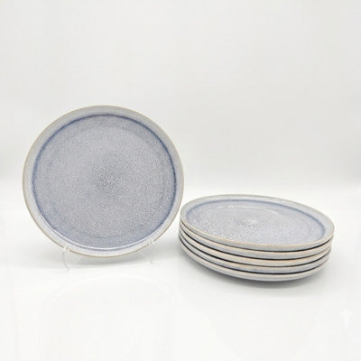 Glim & Glam Reactive Ash Blue Glaze Dinnerware Dinner Plate 6Pc Set 26.5Cm from B&Q