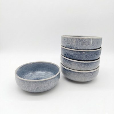 Glim & Glam Reactive Ash Blue Glaze Dinnerware Cereal Bowl 4Pc Set 16Cm from B&Q