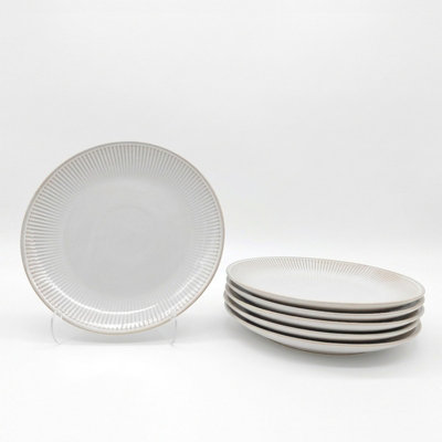 B&Q -  Reactive Cream Glaze Dinnerware Dinner Plate 4Pc Set 26Cm