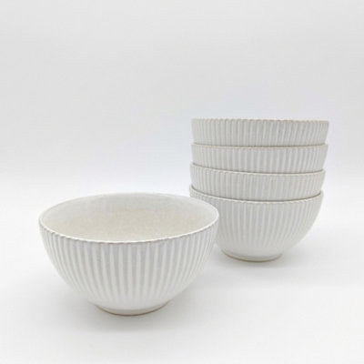 Glim & Glam Reactive Cream Glaze Dinnerware Cereal Bowl 4Pc Set 15Cm from B&Q
