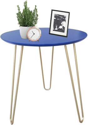 Aamen Round Coffee Tea Table With Metal Legs And Blue Top 40 X 40 X 45Cm from B&Q