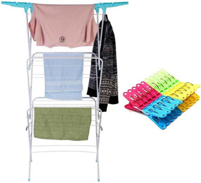 Aamen 3 Tier Foldable Clothes Garments Dryer Laundry Airer14M With 20 Pegs from B&Q