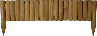 Aamen 6 X 1M Wooden Log Roll Border Fixed Picket Border Fence Edge Garden Border Section Outdoor Lawn Edging from B&Q