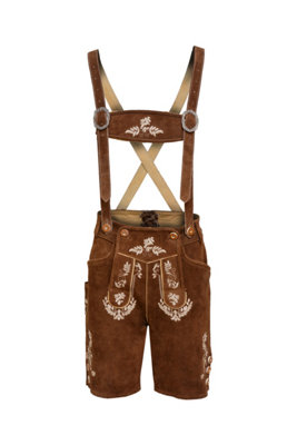 Rac3 Mens Suede Lederhosen Traditional Bavarian Oktoberfest Outfit With Embroidery And Suspenders BrownWhite Embroidery 34 from B&Q