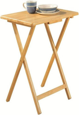Aamen Wooden Folding Snack TableOutdoorBeechGarden TableNatural from B&Q