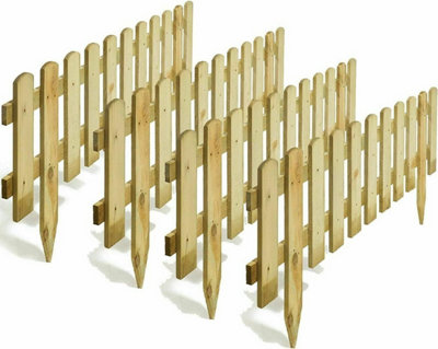 Aamen 4 X 1.2M Wooden Freestanding Picket Fence PanelsNatural Wood from B&Q