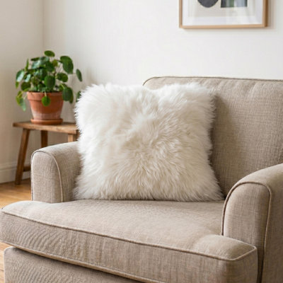 Native Natural Luxurious New Zealand Sheepskin Cushion from B&Q