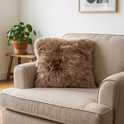 Native Natural Luxurious New Zealand Sheepskin Cushion from B&Q