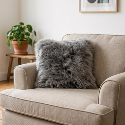 Native Natural Luxurious New Zealand Sheepskin Cushion from B&Q