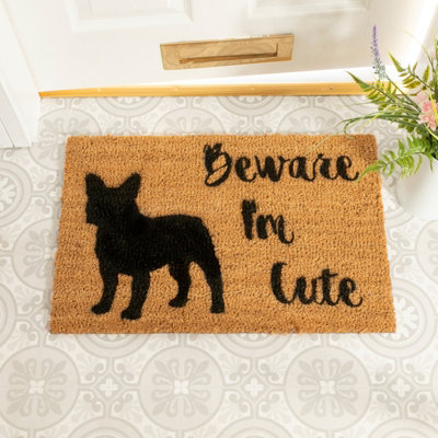 B&Q -  Beware I'm Cute French Bulldog Doormat