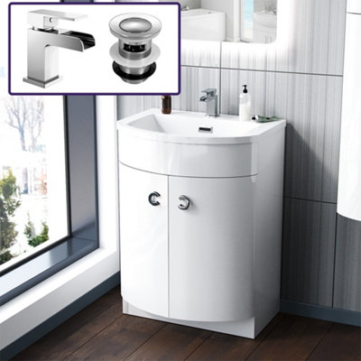 Nes Home White Freestanding Basin Vanity Unit With Basin Mixer Tap With Waste from B&Q