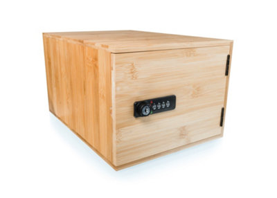 Surebox Lockable Box - Bamboo - 12 Litre Lock Box - 4 Digit Combination Lock - Premium Secure Home Storage