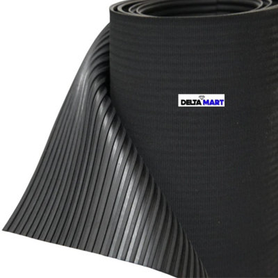 - Wide Ribbed Rubber Sheet 5mm Thick 1.2M Wide 6M Length Heavy Duty Rubber Flooring Roll