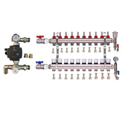 Underfloor Heating 10 Port Psw Manifold With Grundfos Pump And Blending Valve Set from B&Q