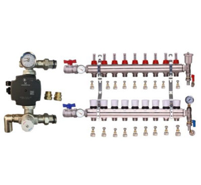 Underfloor Heating 9 Port Psw Manifold With Grundfos Pump And Blending Valve Set from B&Q