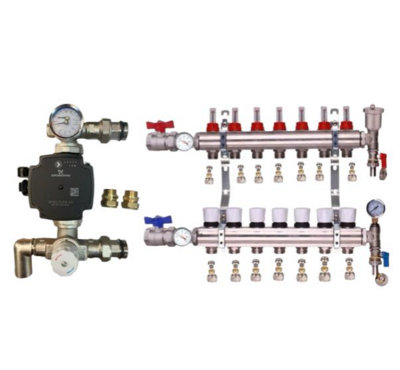 Underfloor Heating 7 Port Psw Manifold With Grundfos Pump And Blending Valve Set from B&Q