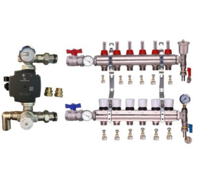 Underfloor Heating 6 Port Psw Manifold With Grundfos Pump And Blending Valve Set from B&Q