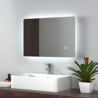 Emke Illuminated Led Bathroom Mirror With Demister Pad Wall Mounted Dimmable Led Bathroom Mirror400X600mm from B&Q