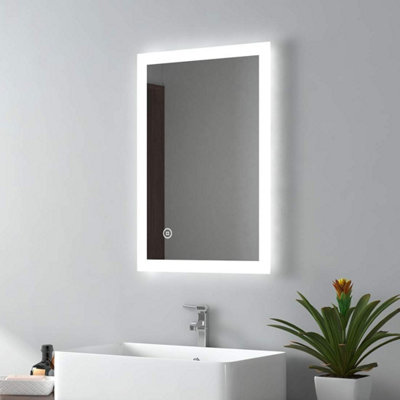 Emke Illuminated Bathroom Mirror With Light Bathroom Led Mirror With Touch Switch Demister 400X600mm from B&Q