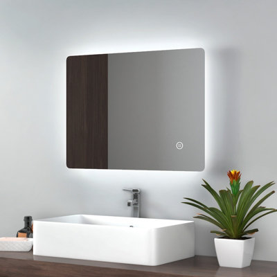 Emke Illuminated Led Bathroom Mirror With Demister Pad Wall Mounted Dimmable Led Bathroom Mirror450X600mm from B&Q