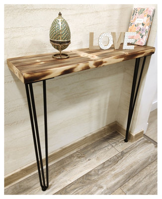 Moderix Rustic Console Table 175mm Hairpin 3R 711mm Burnt Length Of 110Cm from B&Q