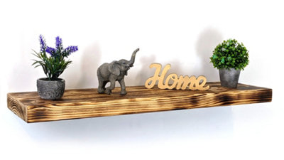 B&Q -  Wooden Reclaimed Floating Shelf 9" 220mmColour BurntLength 40Cm