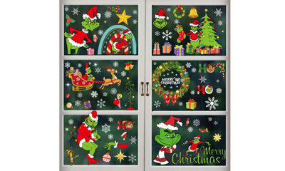 B&Q 116 Pcs Grinch Merry Pvc Christmas Window Stickers