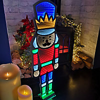 74cm Multi-coloured LED Infinity Standing Christmas Nutcracker Decoration with Metal Base