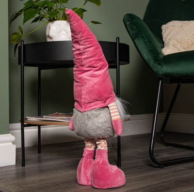 74cm Pink Standing Christmas Gonk Decoration with Extendable Legs and Snowflake Hat - 4