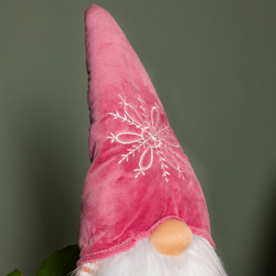 74cm Pink Standing Christmas Gonk Decoration with Extendable Legs and Snowflake Hat - 5