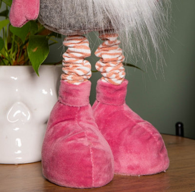 74cm Pink Standing Christmas Gonk Decoration with Extendable Legs and Snowflake Hat - 7