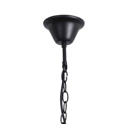 74cm Vintage 8-Light Candle Chandelier, Black Metal Pendant Light with 186cm Chain